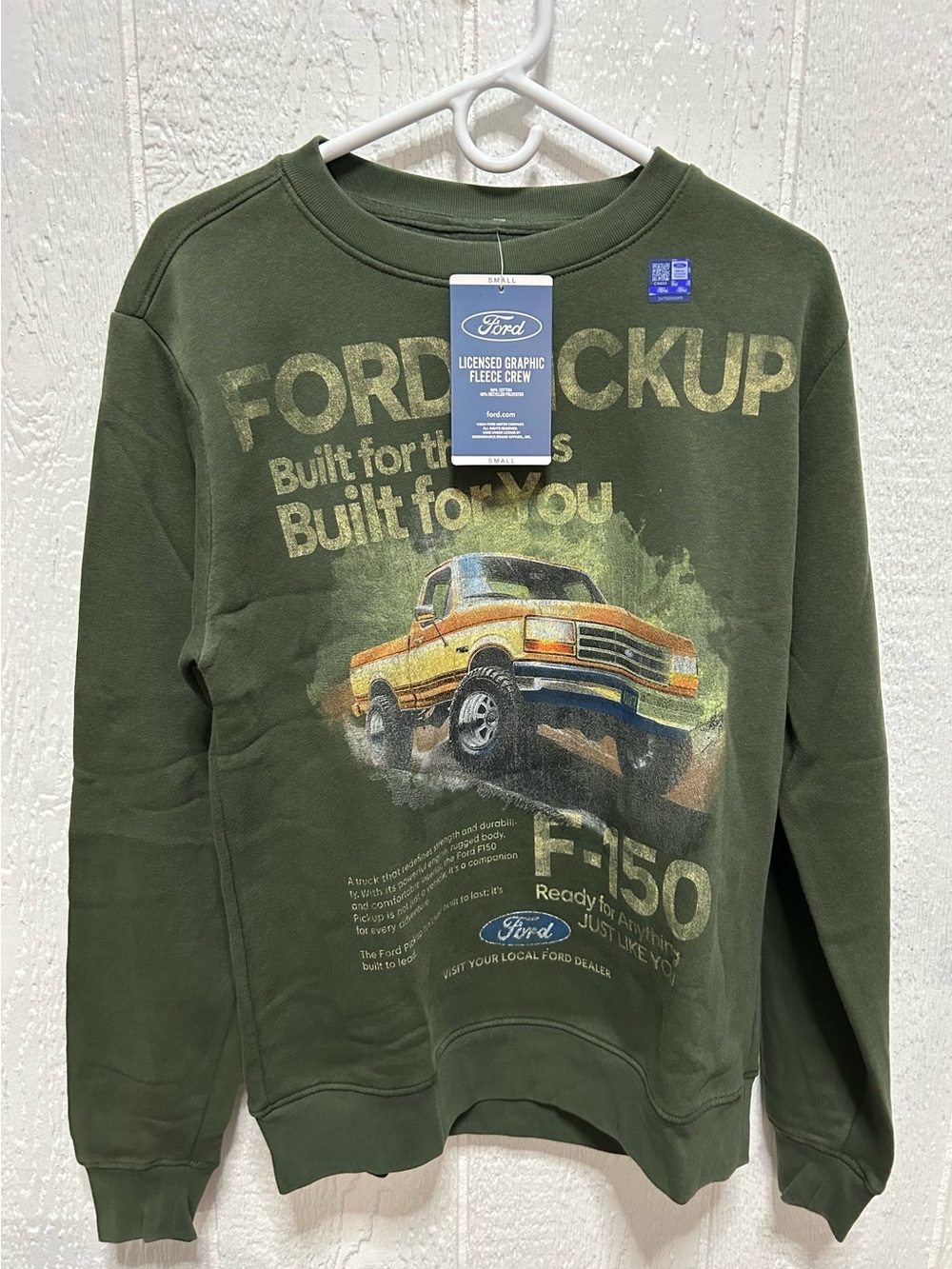 Ford Olive Green Crewneck with Yellow and Brown Truck Graphic